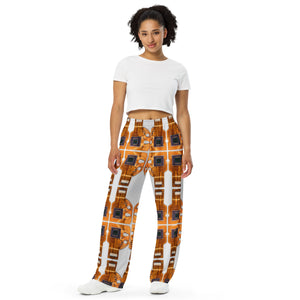 All-over print unisex wide-leg pants in eye colors